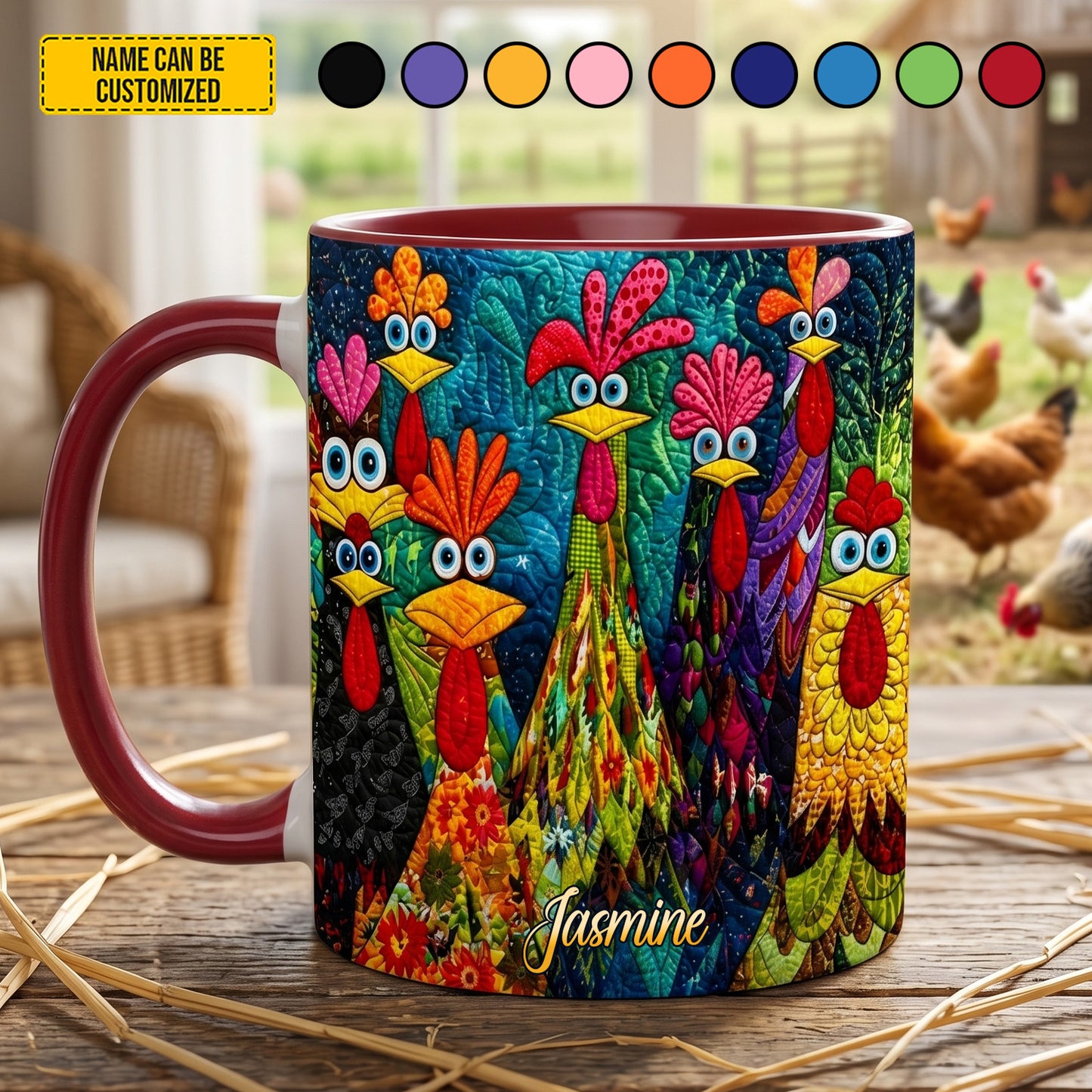 Personalized Crazy Chicken Accent Mug