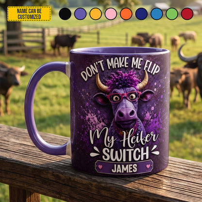 Don't Make Me Flip - Personalized Cow Accent Mug