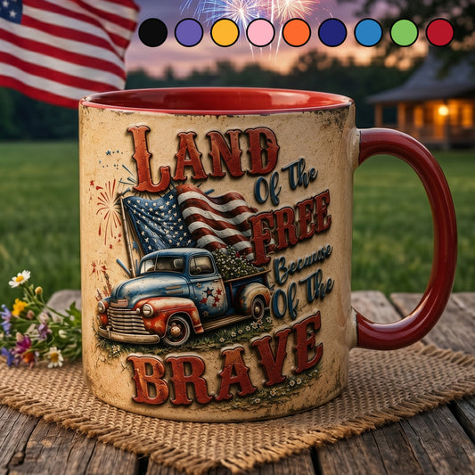 Land Of The Free - Truck Patriotic Accent Mug