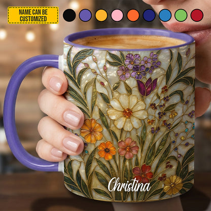 Stained Glass Wildflower - Personalized Accent Mug