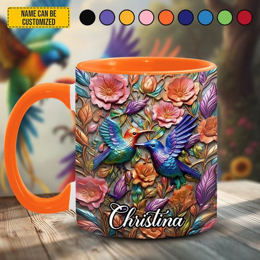 Hummingbird Flowers - Personalized Hummingbird Accent Mug