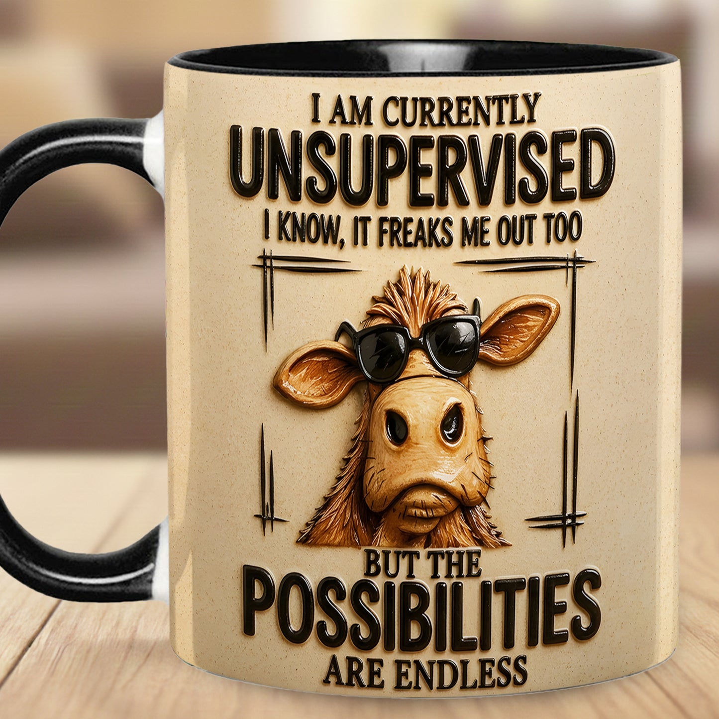 I Am Currently Unsupervised - Personalized Cow Accent Mug