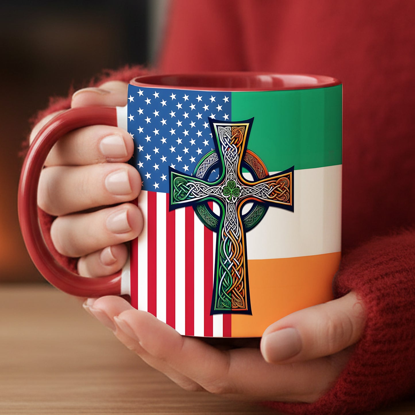 Irish-American Celtic Cross Accent Mug