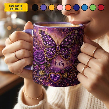 Personalized Sparkle Butterfly Accent Mug