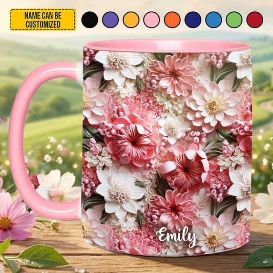 Personalized Colorful Wildflowers Accent Mug