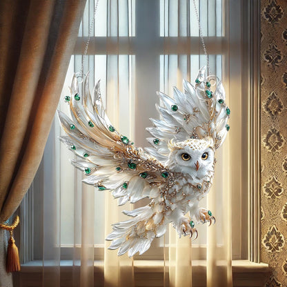 White Owl Acrylic Window Hanging