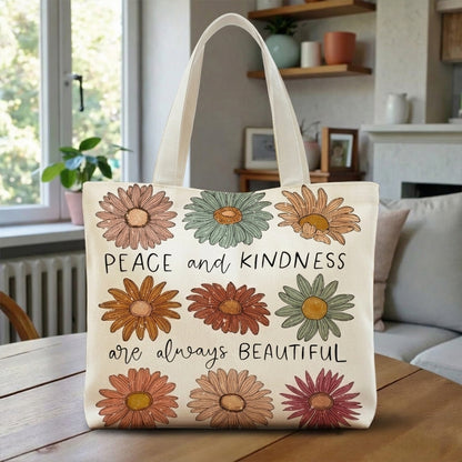 Peace And Kindness - Floral Tote Bag