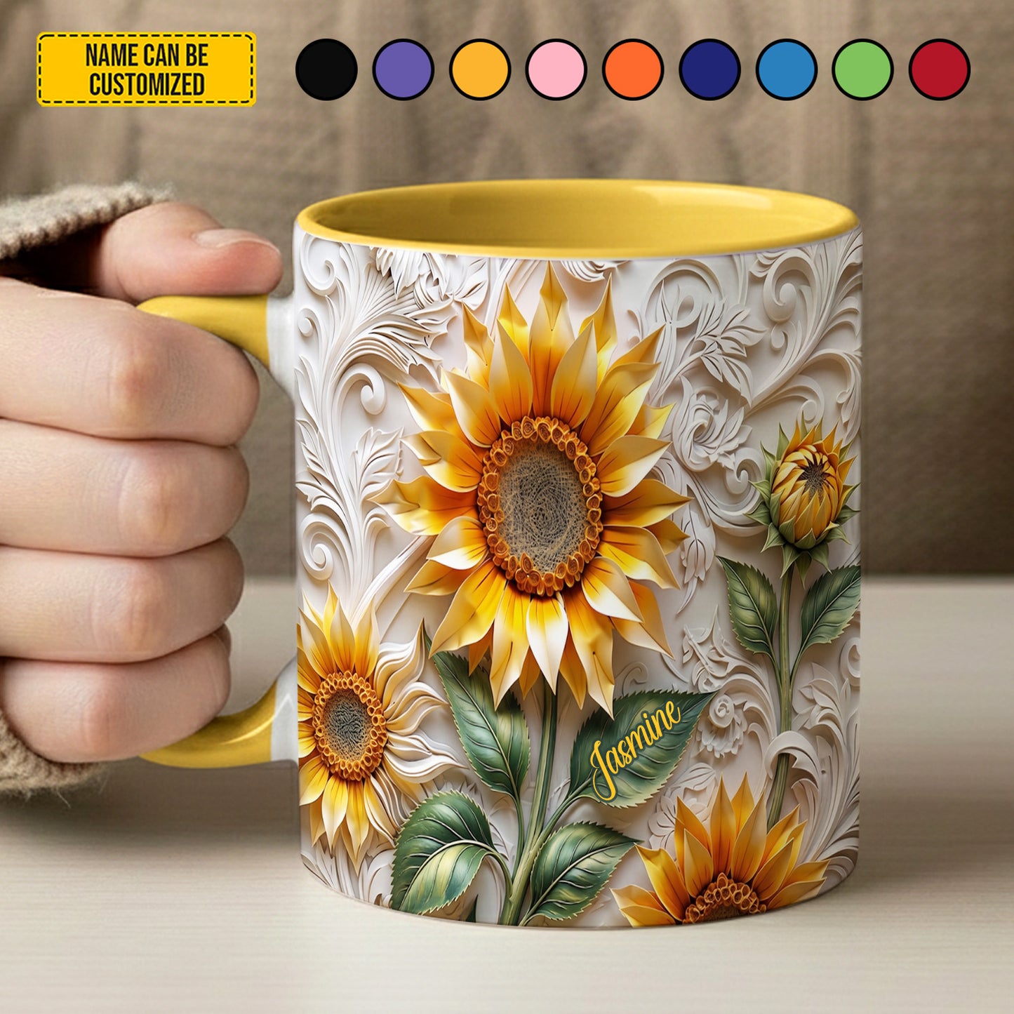 Beautiful Sunflower - Personalized Sunflower Accent Mug