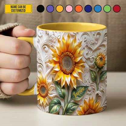 Beautiful Sunflower - Personalized Sunflower Accent Mug