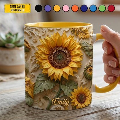 Personalized Sunflower Accent Mug
