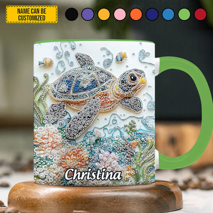 Personalized Crystal Turtle Ocean Accent Mug