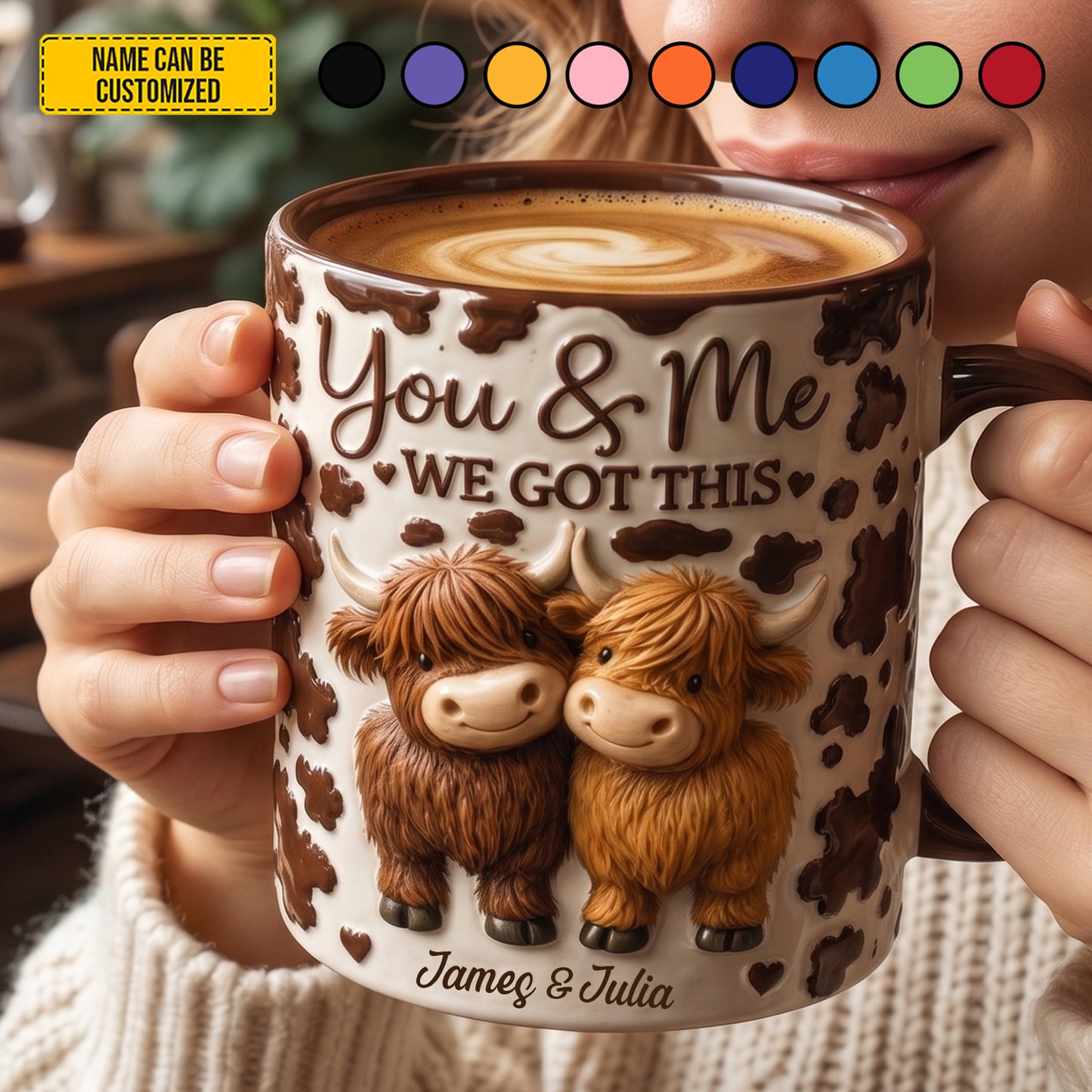 You & Me We Got This - Personalized Highland Cow Couple Accent Mug