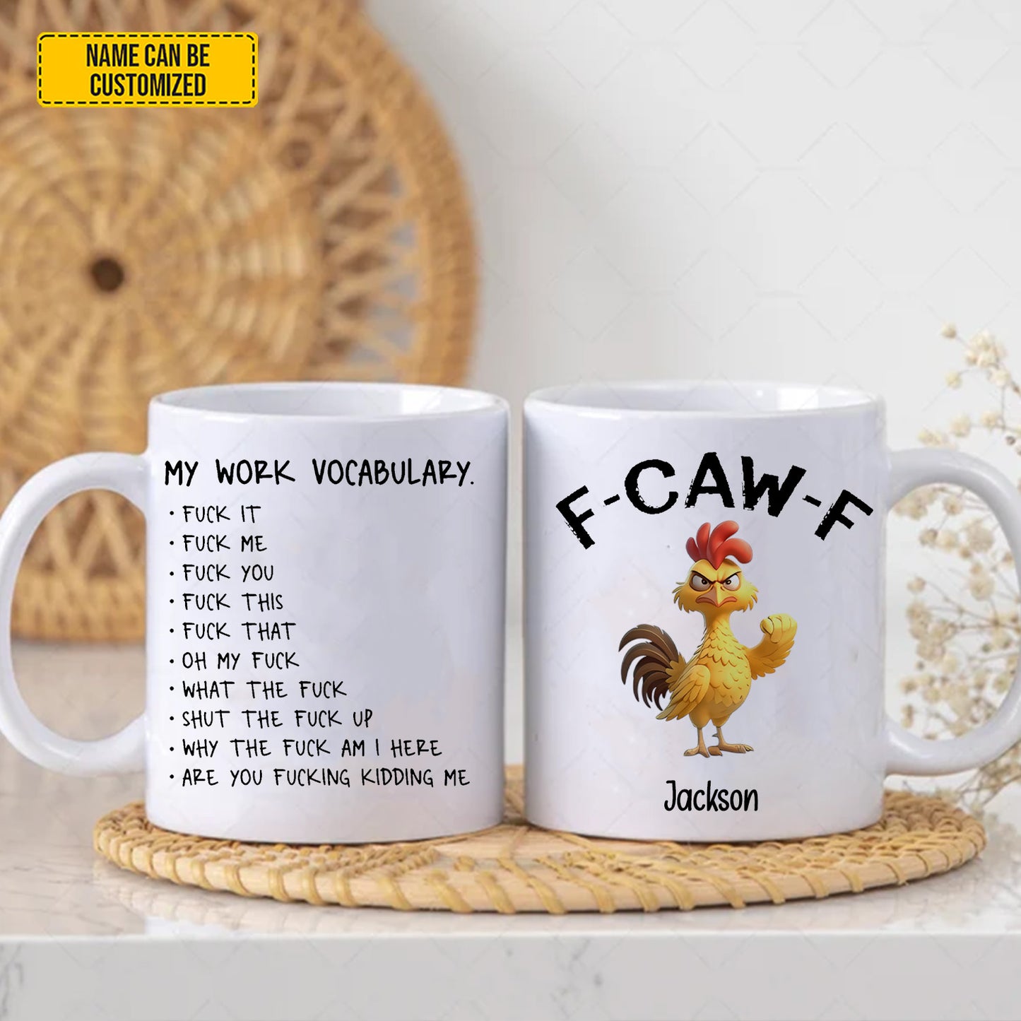 Personalized F-Caw-F Funny Chicken Mug