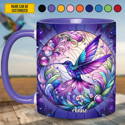 Colorful Hummingbird - Personalized Hummingbird Accent Mug