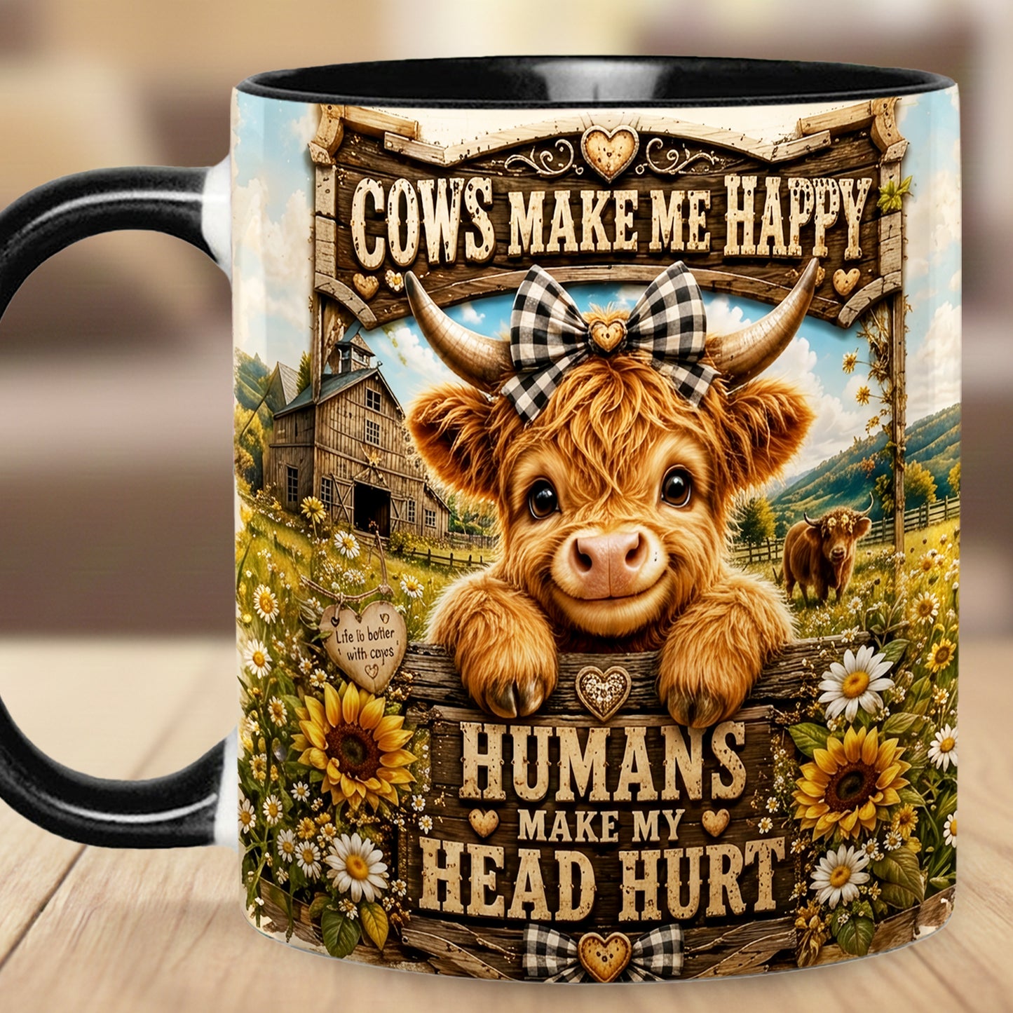 Cows Make Me Happy - Personalized Cow Accent Mug