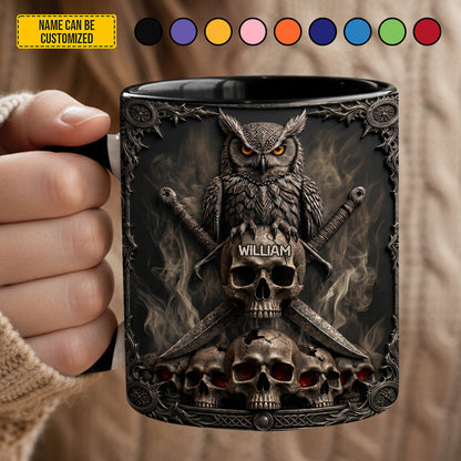Dark Guardian – Personalized Gothic Owl Accent Mug
