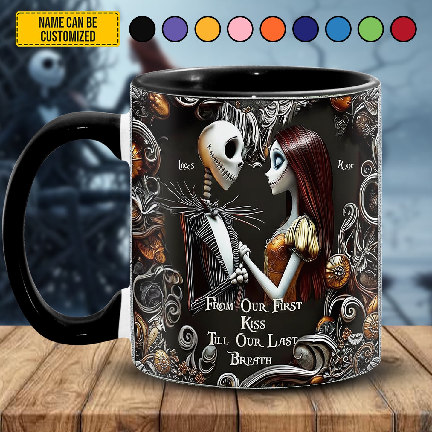 Personalized Cute Gothic Couple Accent Mug