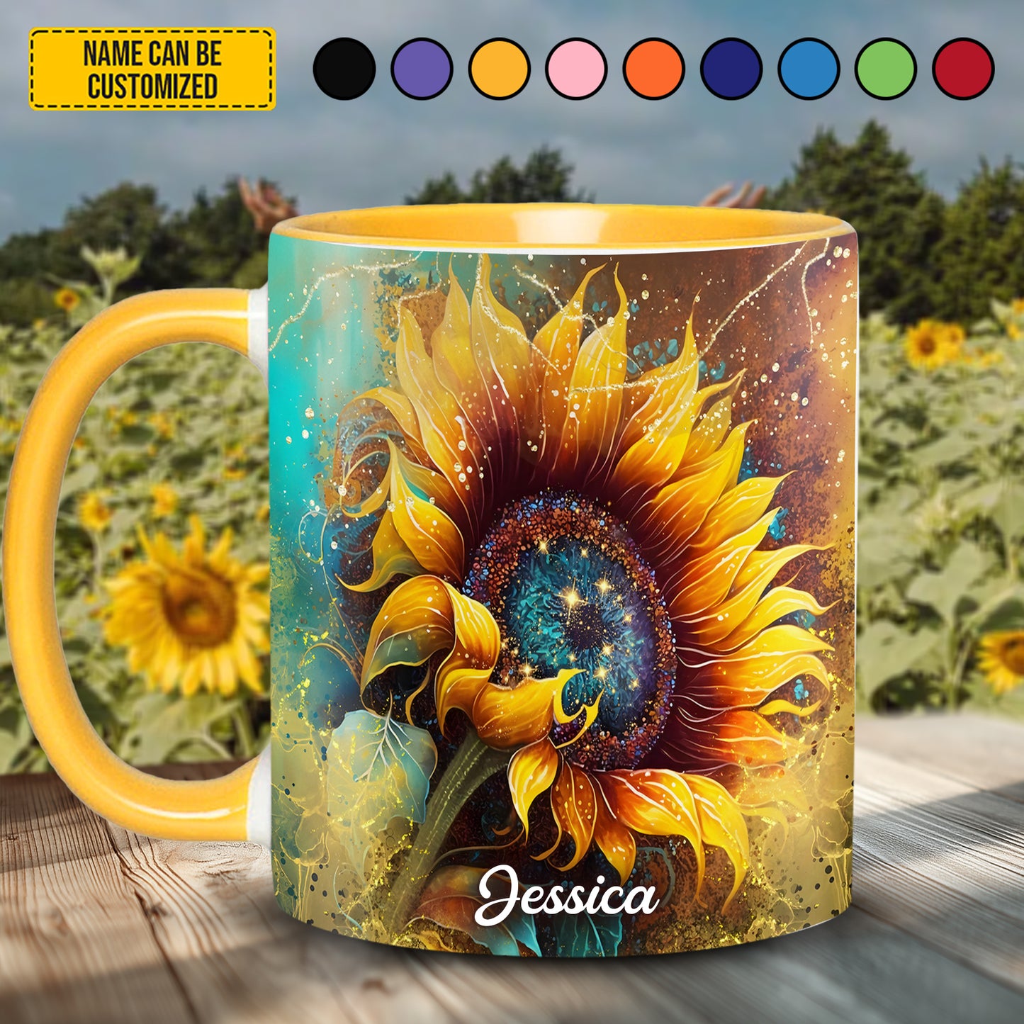 Beautiful Sunflower - Personalized Sunflower Accent Mug