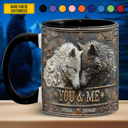 You and me wolf - Personalized Accent Mug
