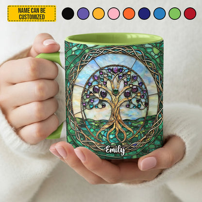 Personalized Tree Of Life Stained Glass Accent Mug