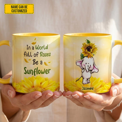 Elephant Be A Sunflower - Personalized Accent Mug
