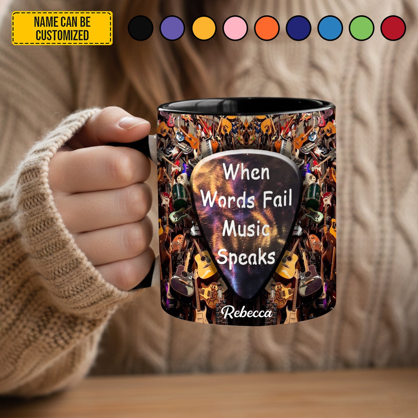 Music Speaks - Personalized Guitar Accent Mug