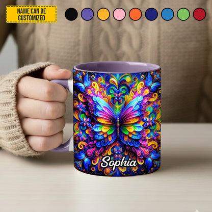 Colorful Butterflies - Personalized Butterfly Accent Mug