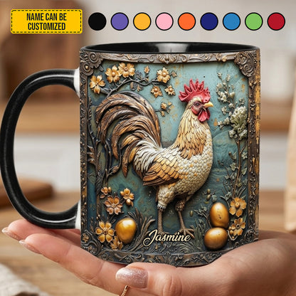 Personalized Vintage Rooster Accent Mug