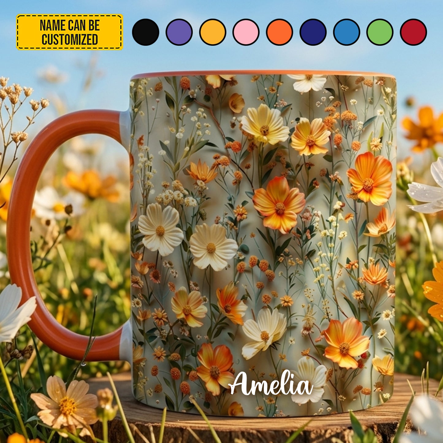 Personalized Wildflowers Accent Mug