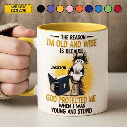 Protected By Grace – Personalized Horse Accent Mug