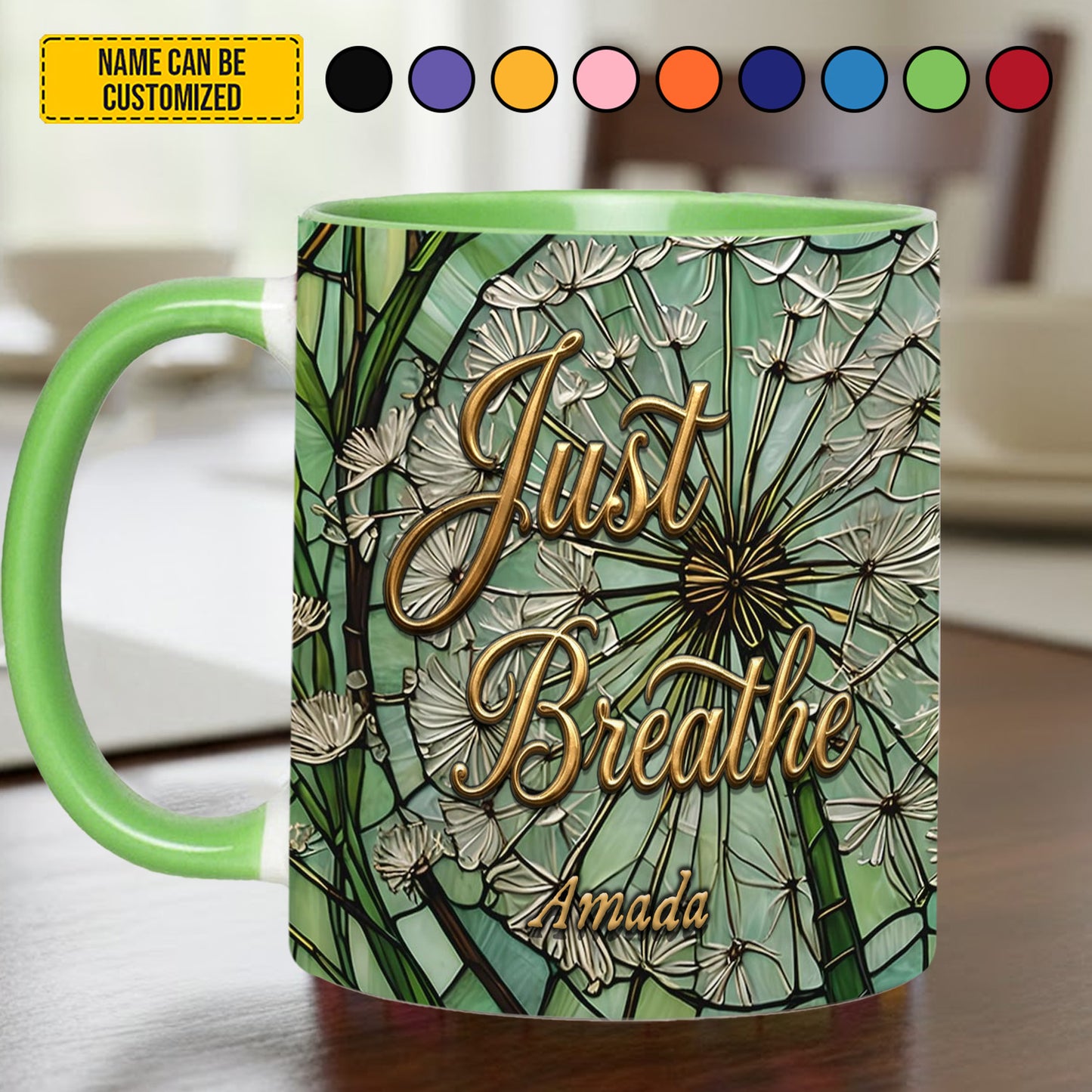 Just Breathe Dandelion – Personalized Accent Mug
