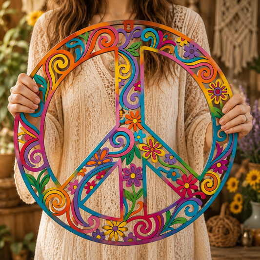 Colorful Bohemian Peace Metal Sign - Gift For Home Decor
