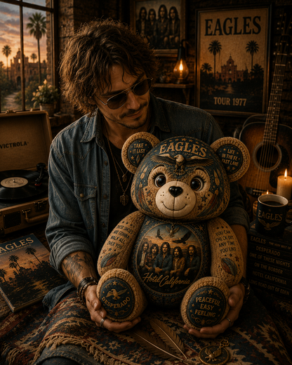 Eagles Hotel California Bear Custom Shaped Pillow – Classic Rock Music Lover Gift