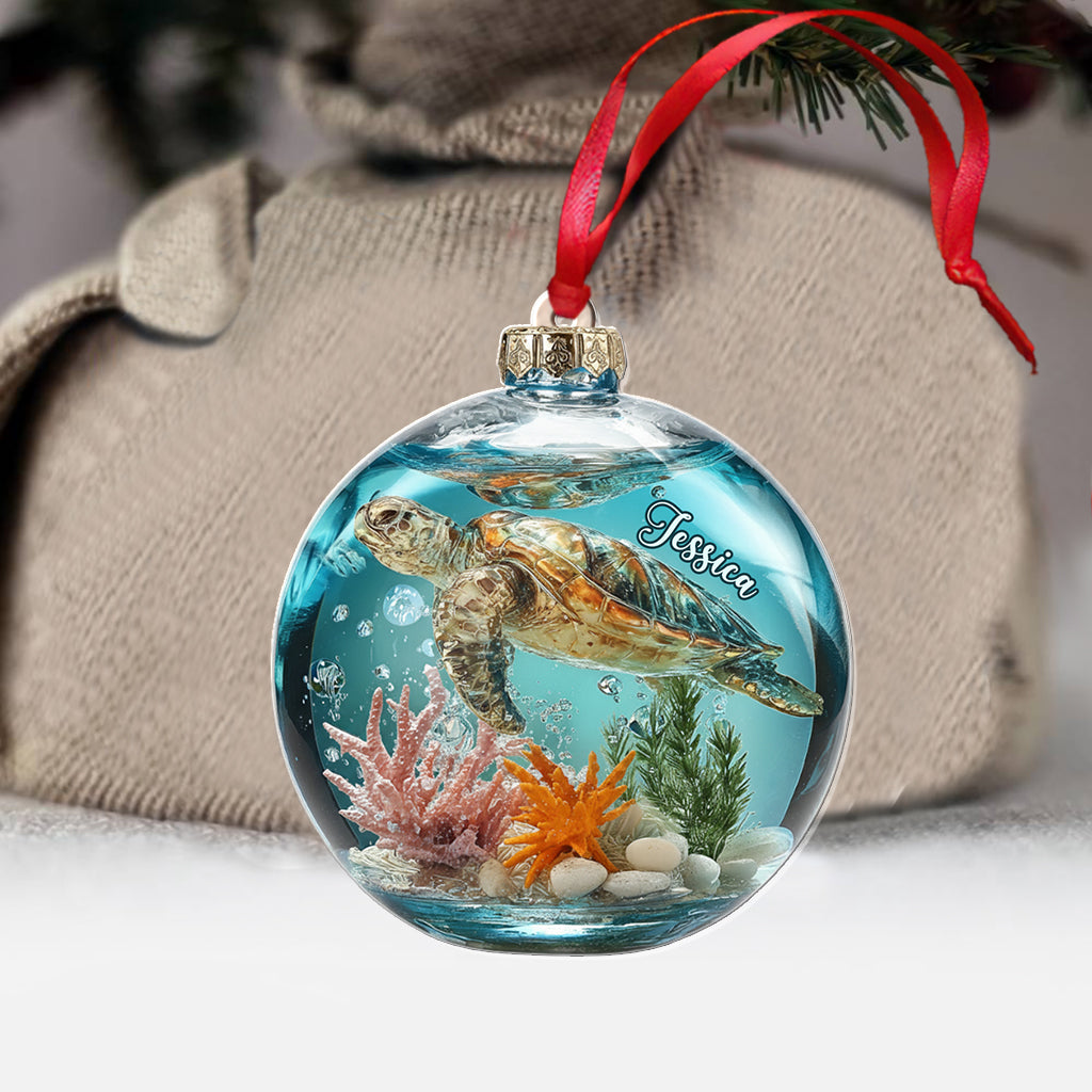 Turtle & Ocean - Personalized Turtle Acrylic Ornament