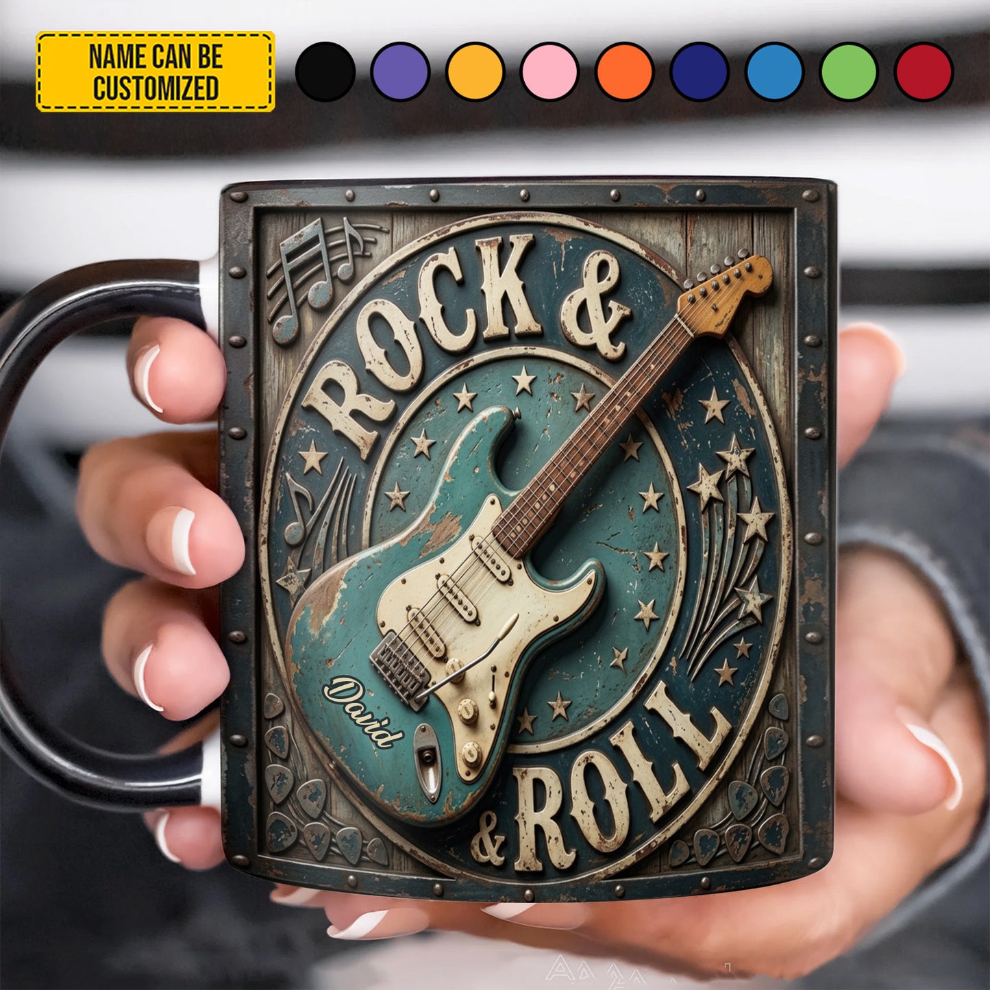 Rock & Roll - Personalized Guitar Accent Mug