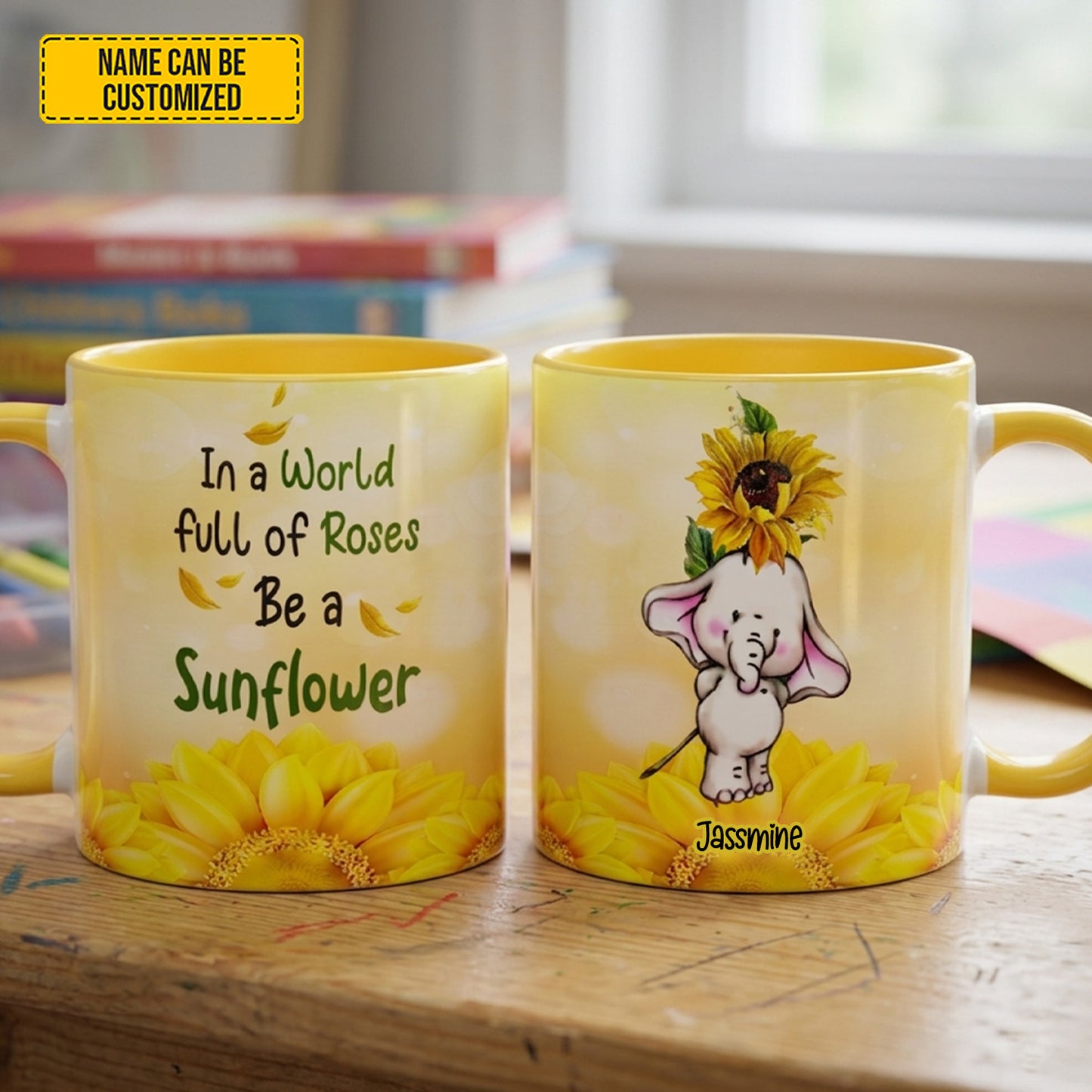 Elephant Be A Sunflower - Personalized Accent Mug