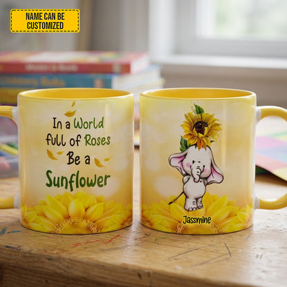 Elephant Be A Sunflower - Personalized Accent Mug
