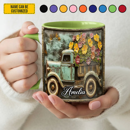 Truck and Flower - Personalized Accent Mug