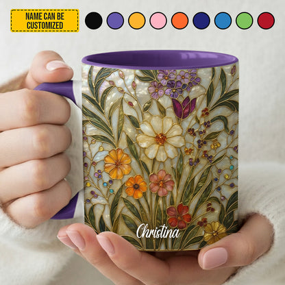Stained Glass Wildflower - Personalized Accent Mug
