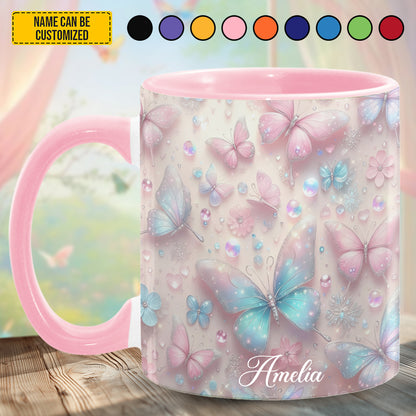 Personalized Colorful Butterflies Accent Mug