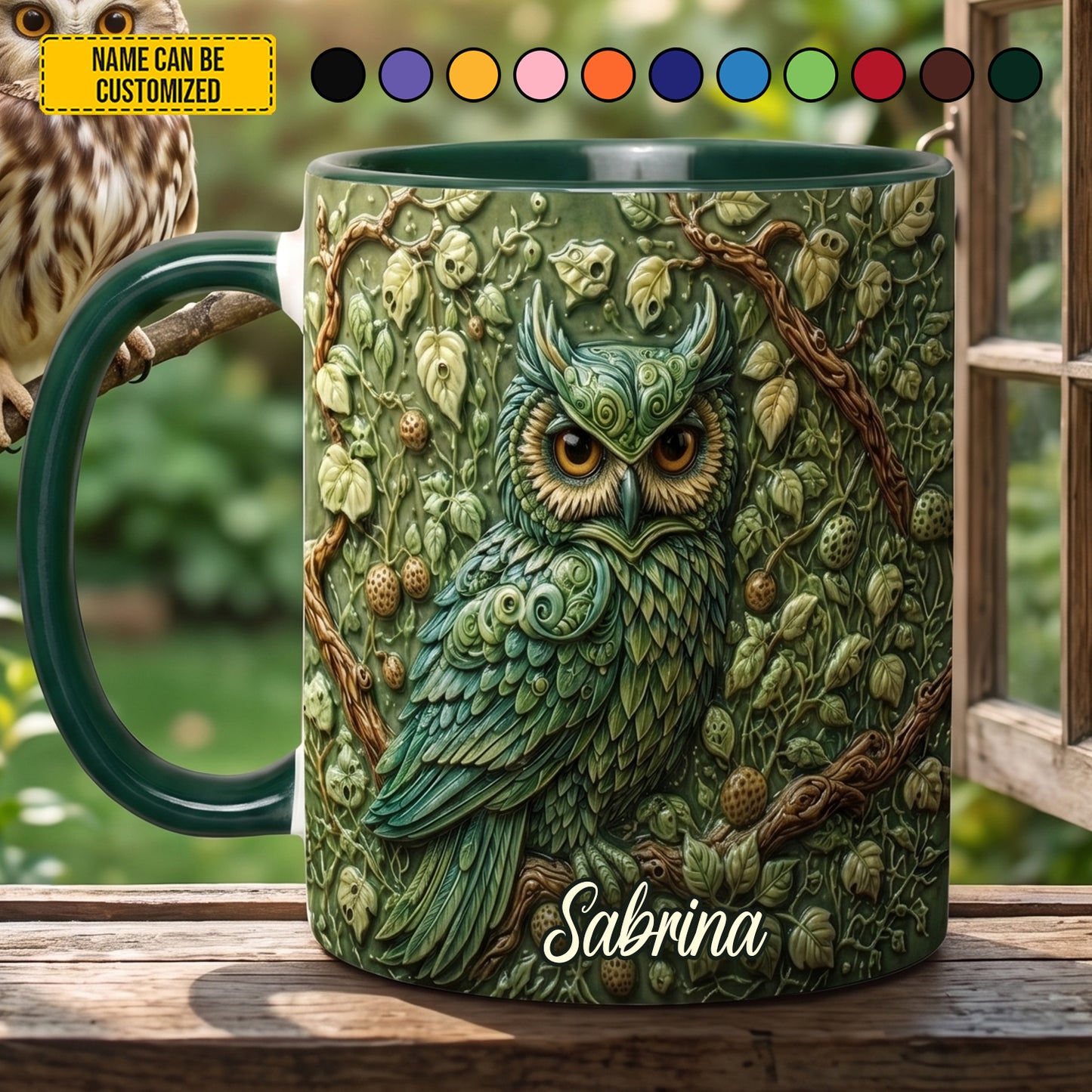 Personalized Forest Owl Accent Mug