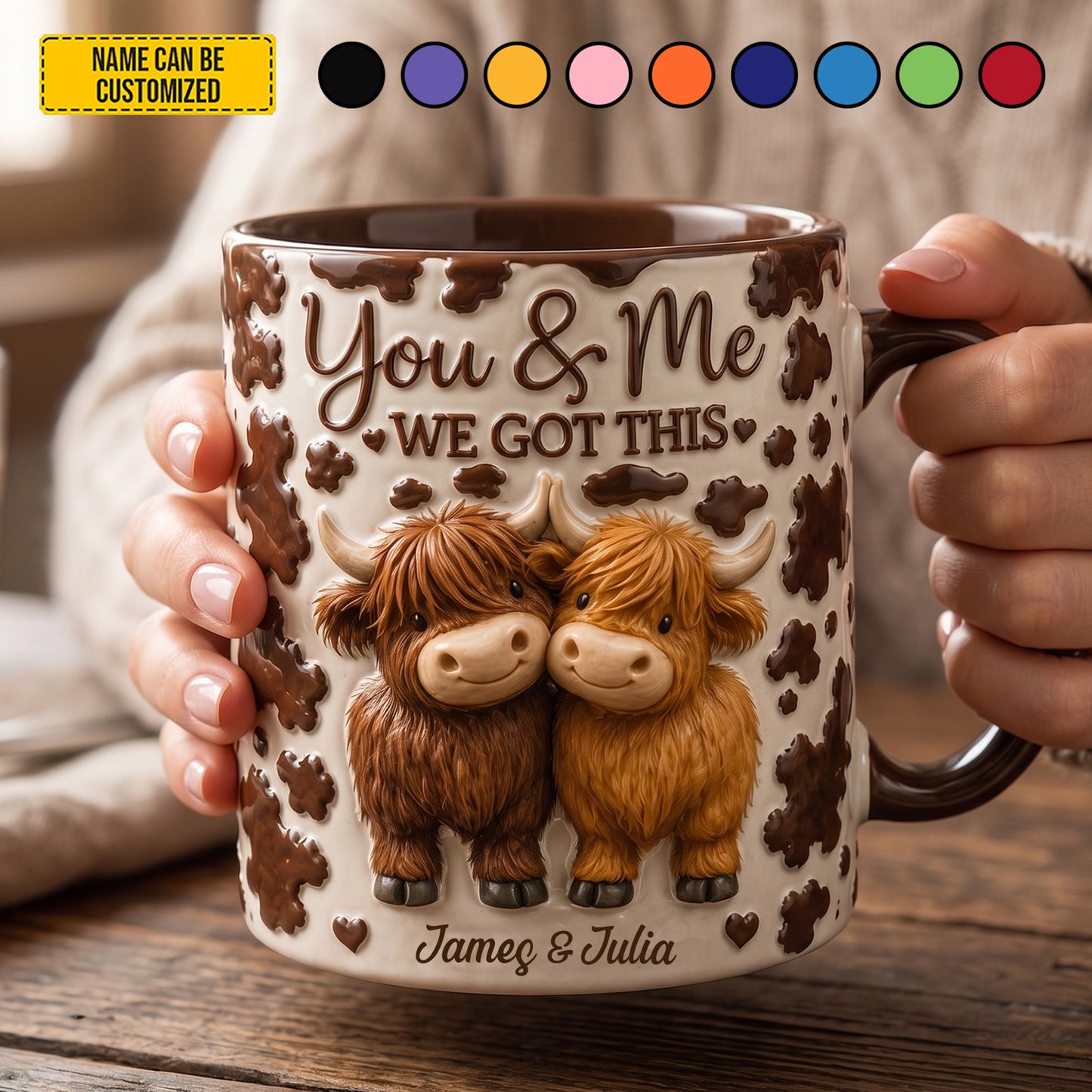 You & Me We Got This - Personalized Highland Cow Couple Accent Mug