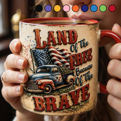 Land Of The Free - Truck Patriotic Accent Mug