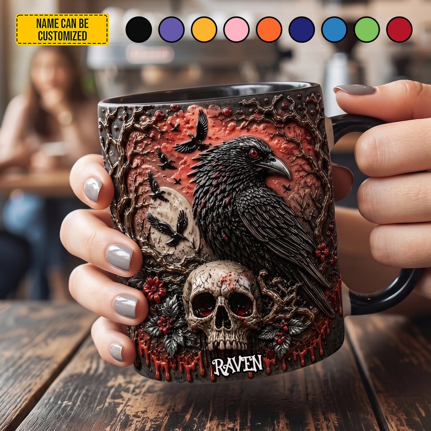 Personalized Raven Gothic Accent Mug