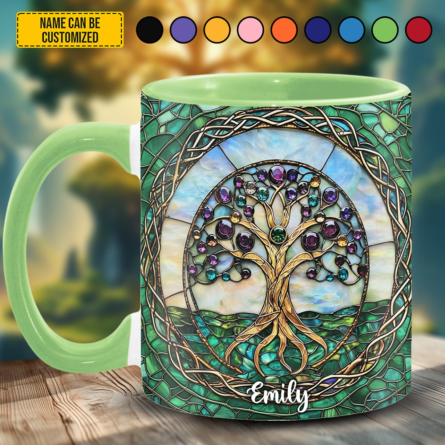 Personalized Tree Of Life Stained Glass Accent Mug