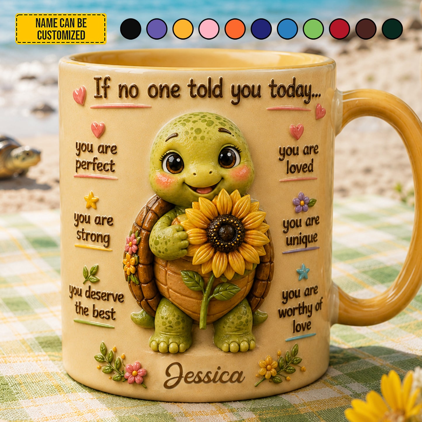 If No One Told You Today – Personalized Turtle Affirmation Accent Mug