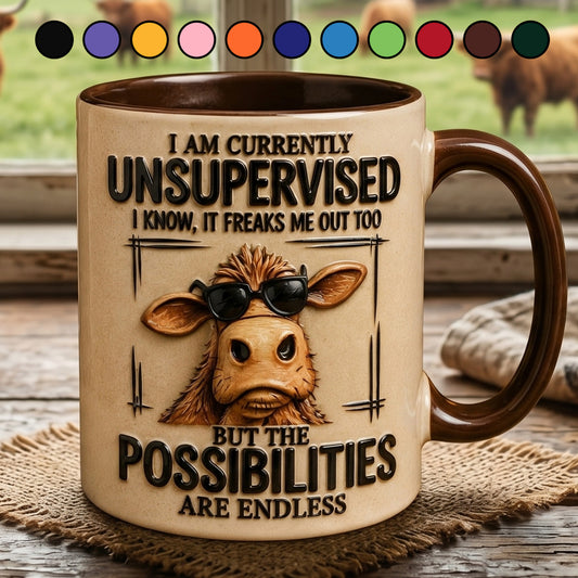 I Am Currently Unsupervised - Personalized Cow Accent Mug