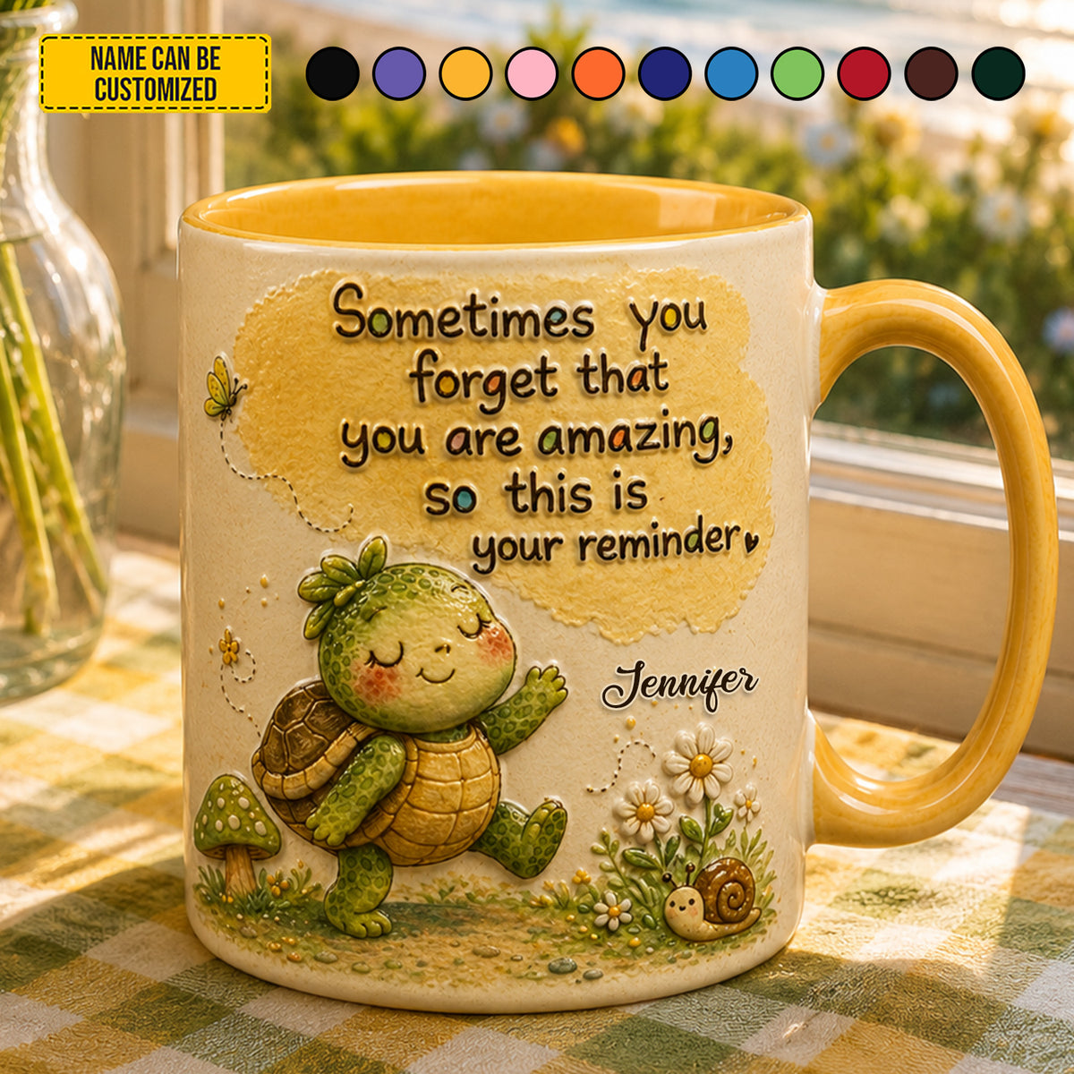 Personalized Cute Turtle Accent Mug
