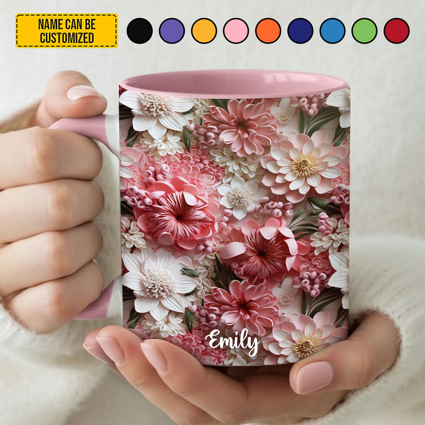 Personalized Colorful Wildflowers Accent Mug
