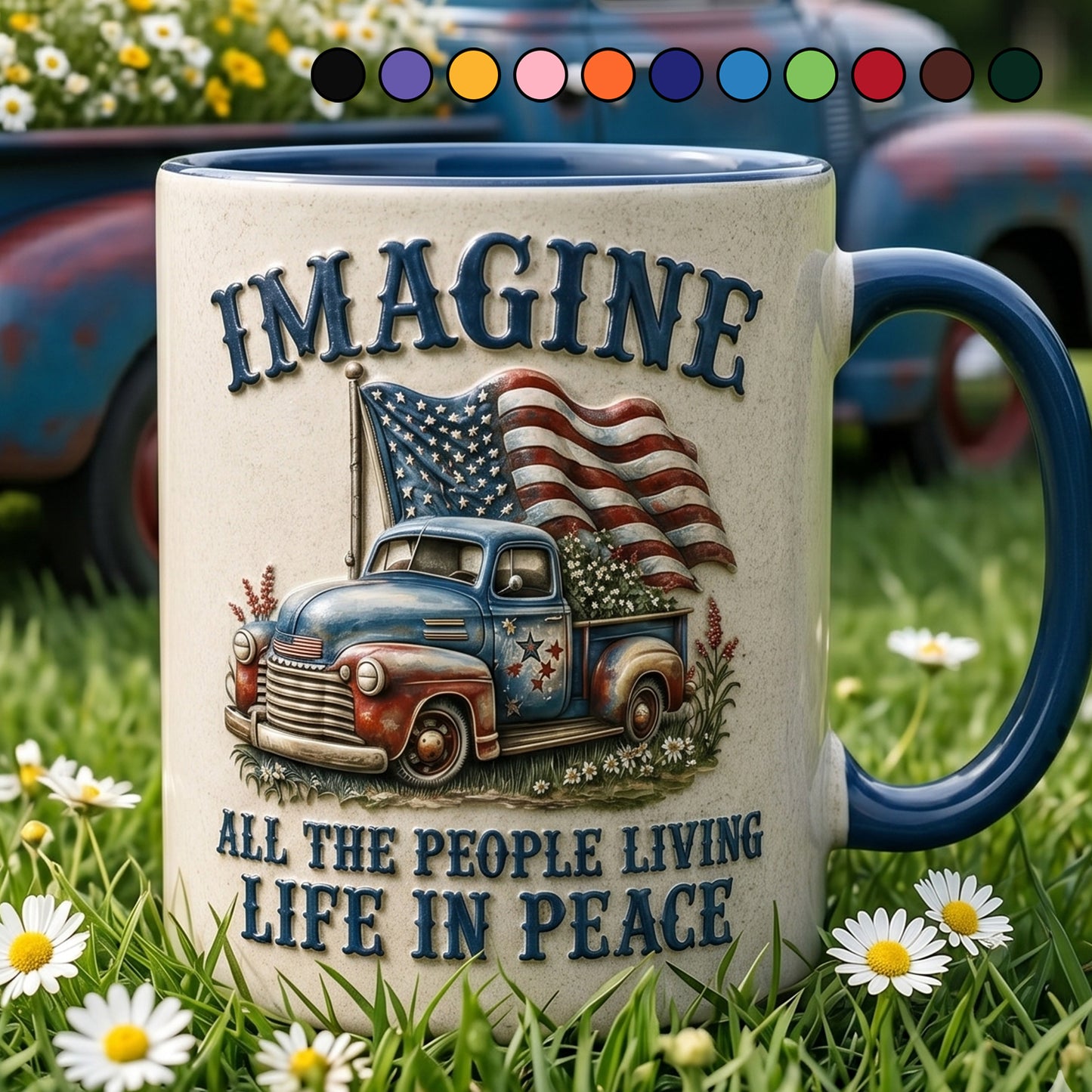 "Imagine" Patriotic Vintage Truck Mug